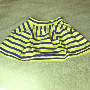 Anthropologie skater skirt yellow navy striped NWT